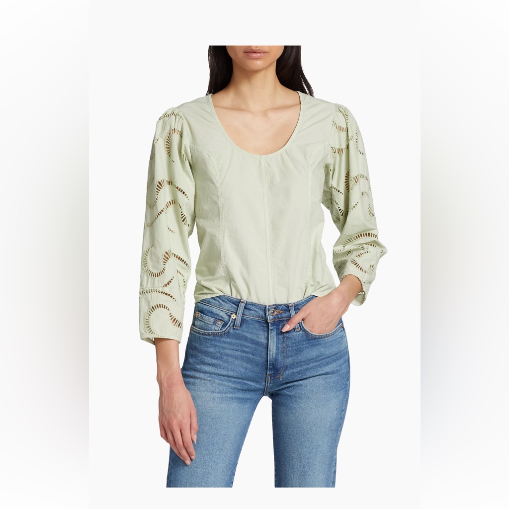 7 For All Mankind Eyelet-Sleeve Cotton Top